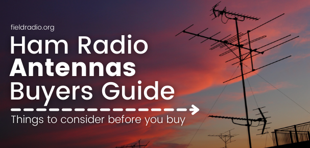 Banner Image showing ham radio antennas over a red sky