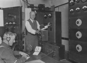 Charles Herrold operating radio equipment